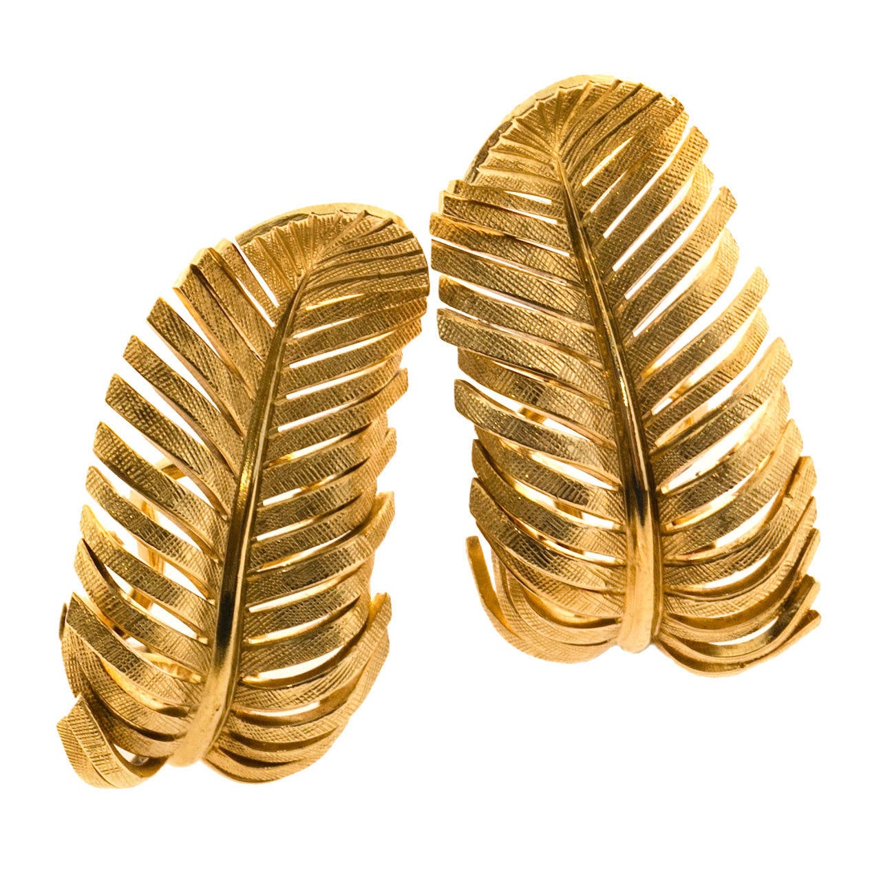 Tiffany & Co. Yellow Gold Feather Earrings