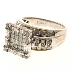 Square Cluster Diamond Gold Ring