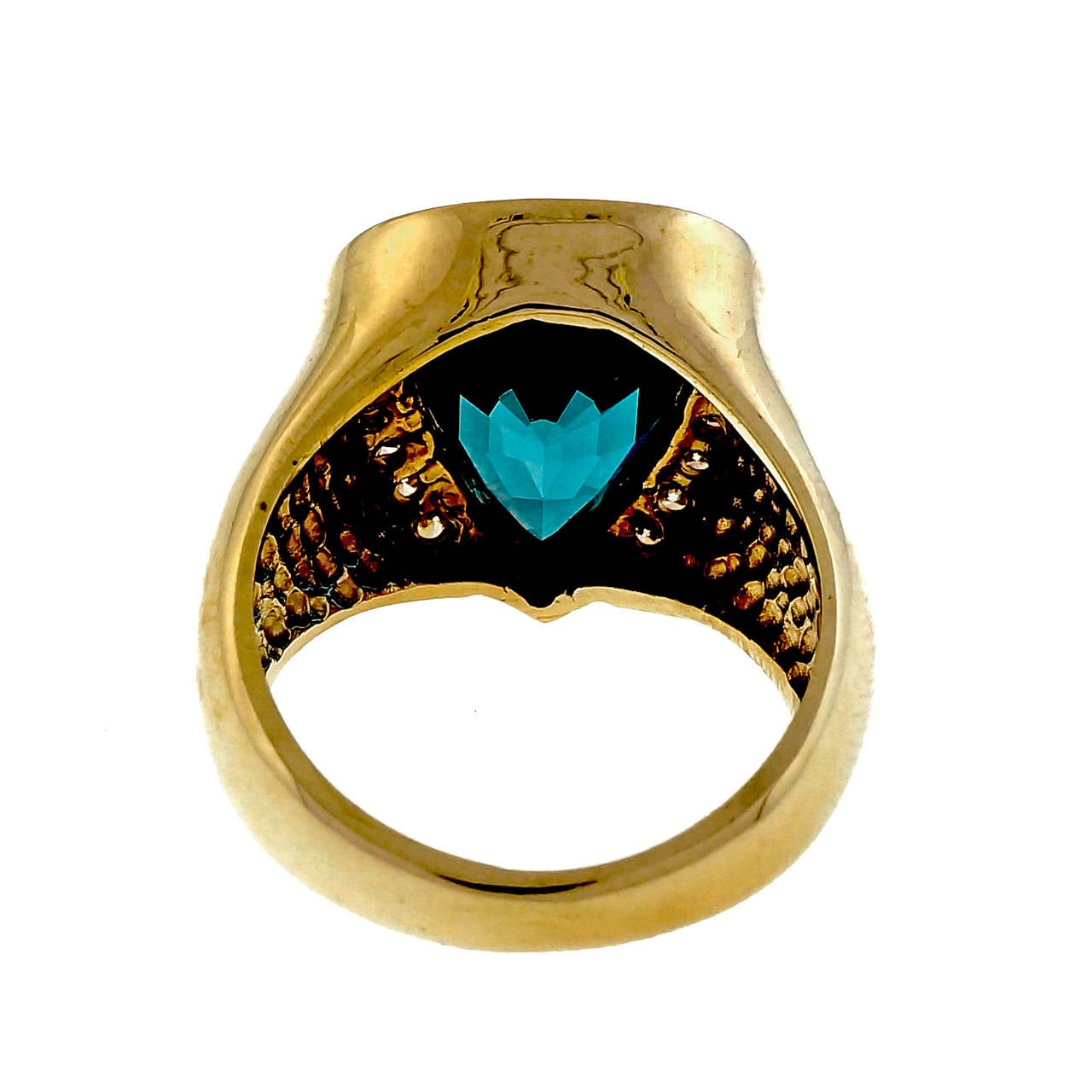 Modern London Blue Topaz Pear Shaped Diamond Gold Ring