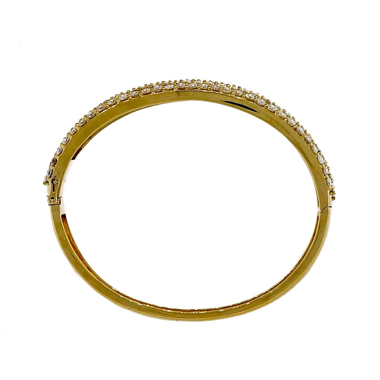 Modern 1960s Diamond Gold Bangle Bracelet