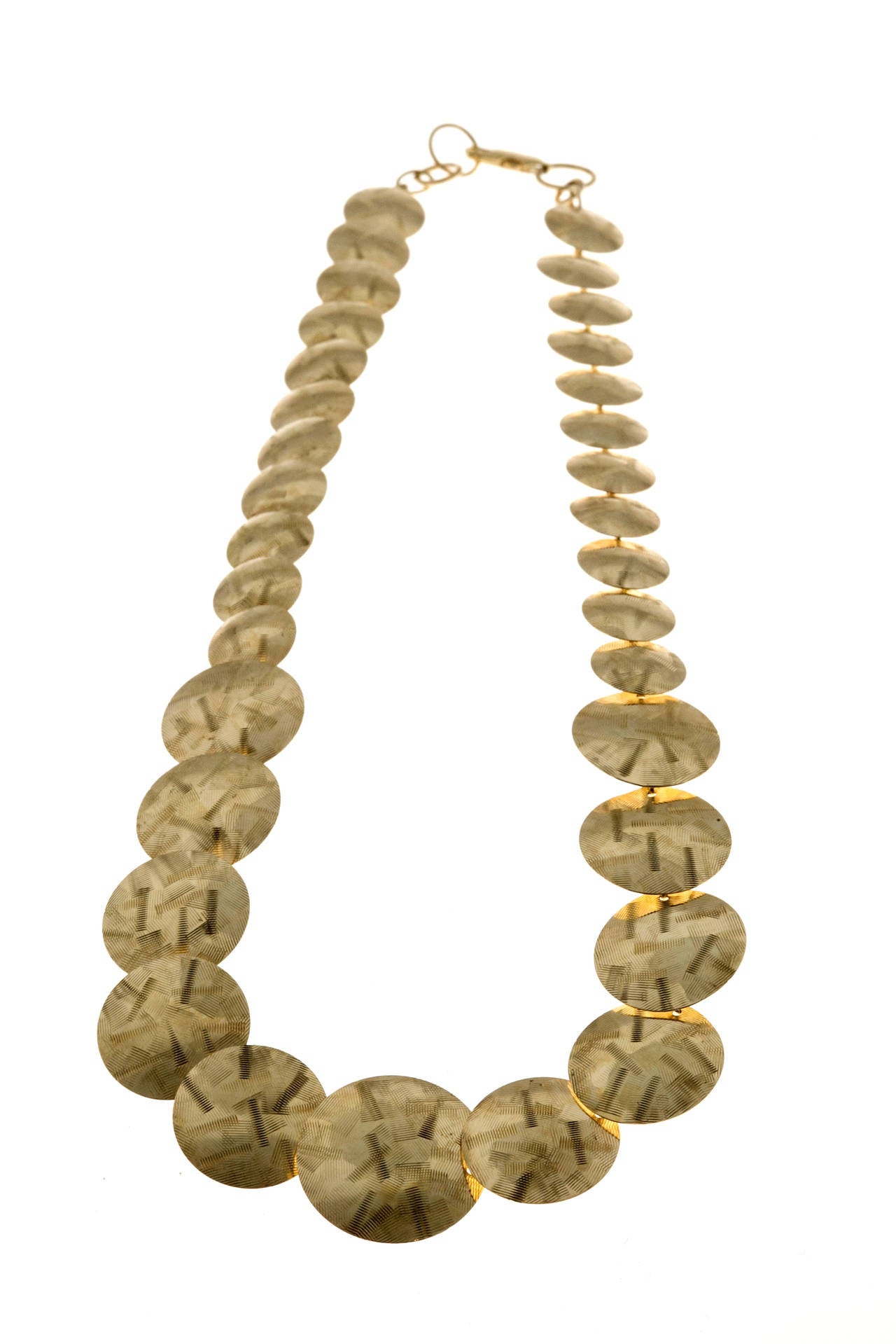 Modern Hand Textured Graduated Gold Necklace