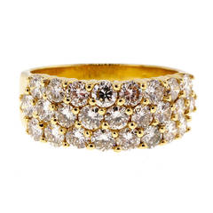 Three Row Diamond Gold Wedding Band Ring 4