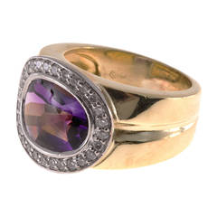 Oval Amethyst Diamond Gold Ring 4