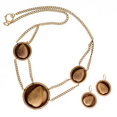 Victorian Gold Almond Necklace Earring Set 3