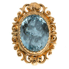 Oval Bright Blue Topaz Gold Ring 3