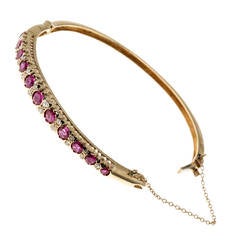 Natural Ruby Diamond Yellow Gold Bangle Bracelet 3