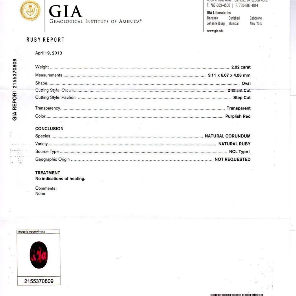 Taille ovale Bague de fiançailles en platine Peter Suchy avec diamants et rubis de 2,95 carats certifiés GIA en vente