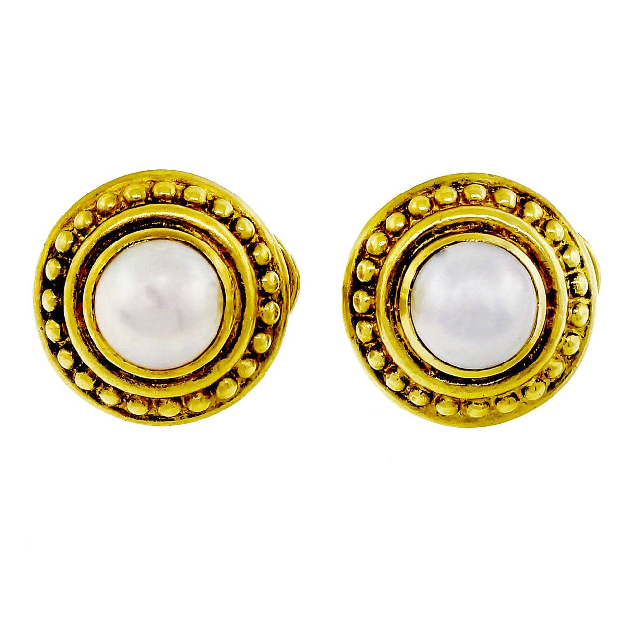 Judith Ripka Mabe Pearl Gold Earrings For Sale at 1stdibs