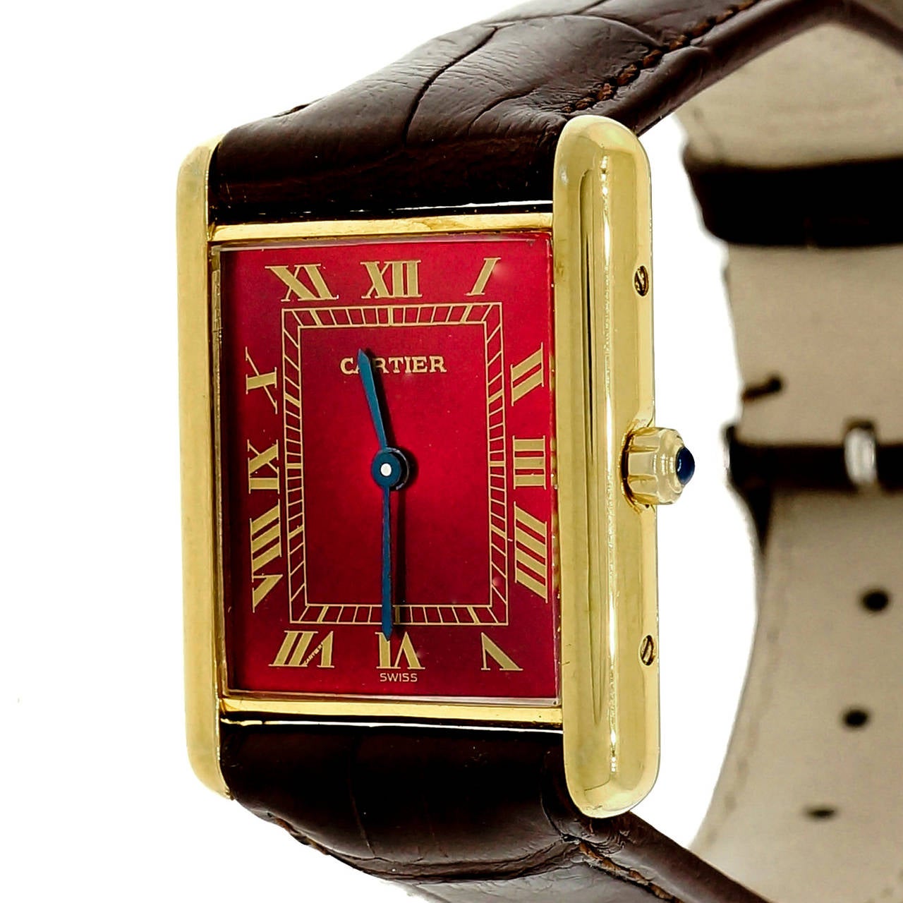 Modern Cartier Gold Plate on Silver Tank Quartz Wristwatch