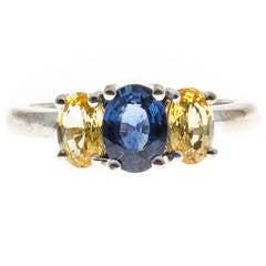 Peter Suchy Blue Oval Yellow Sapphire Gold Ring 3
