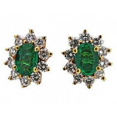 Colombian Emerald Diamond Gold Earrings 2