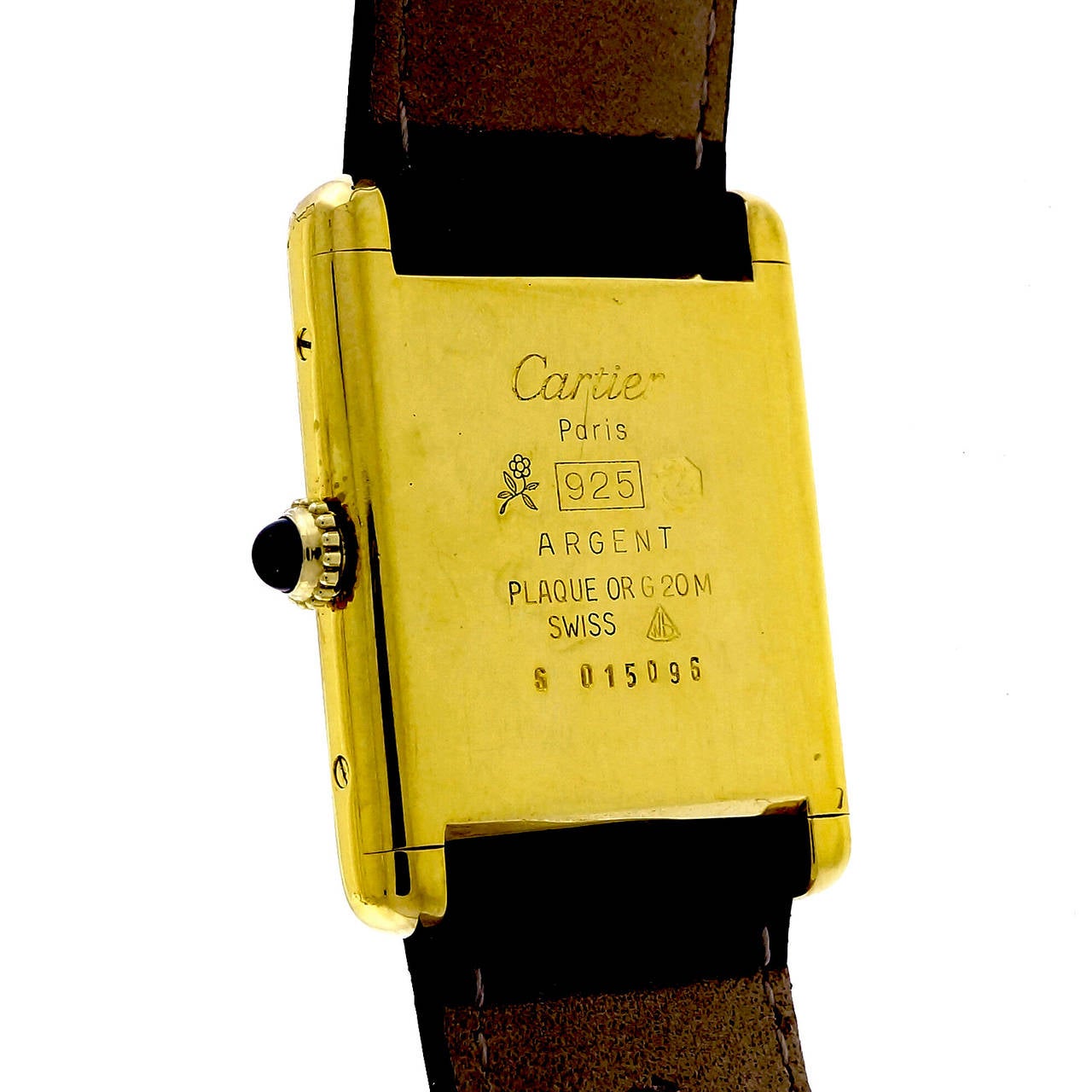 Cartier Lady's Gold Plate on Silver Tank Strap Wristwatch In Good Condition In Stamford, CT