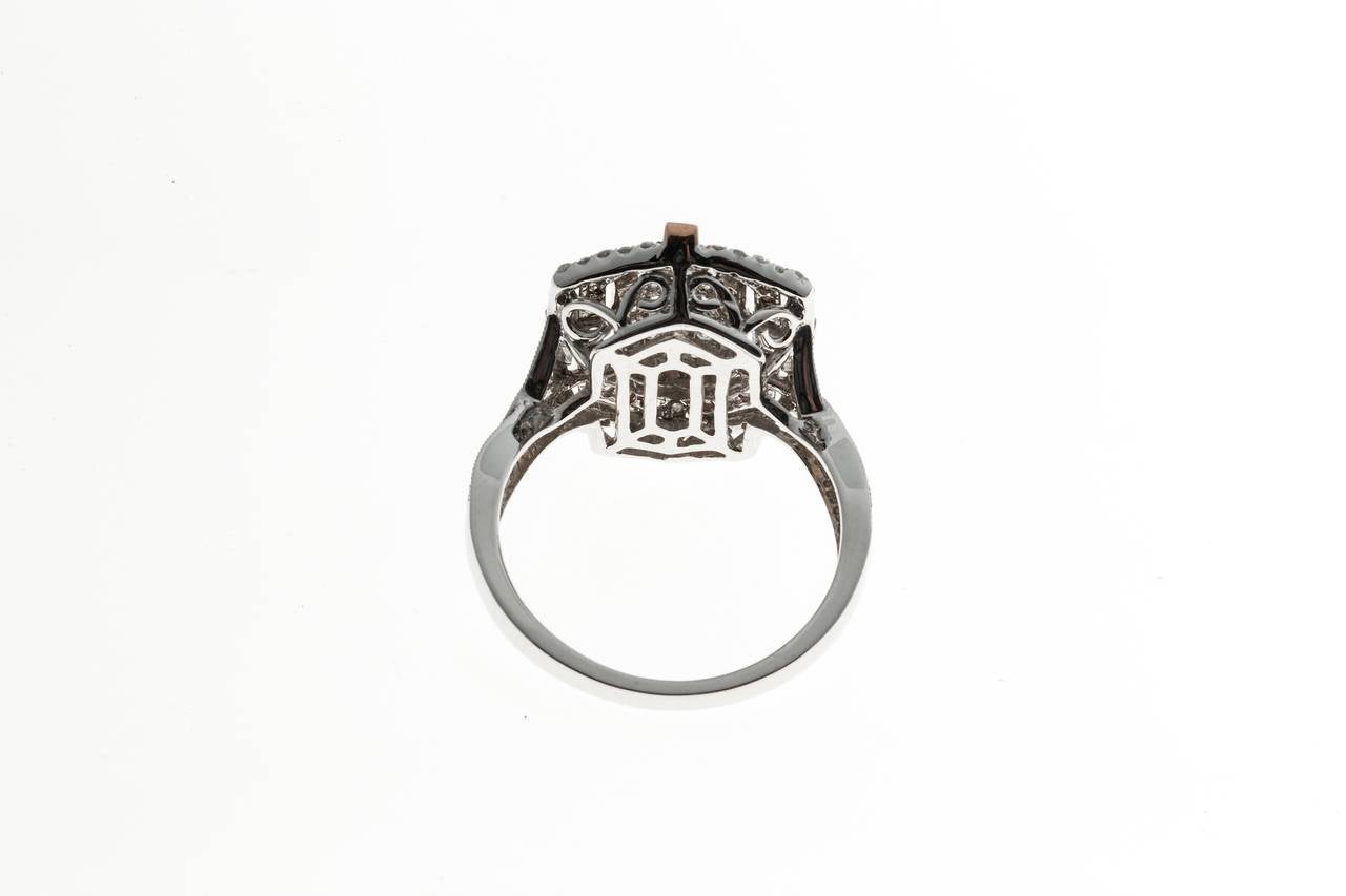 Women's Octagonal Pave Diamond Gold Ring