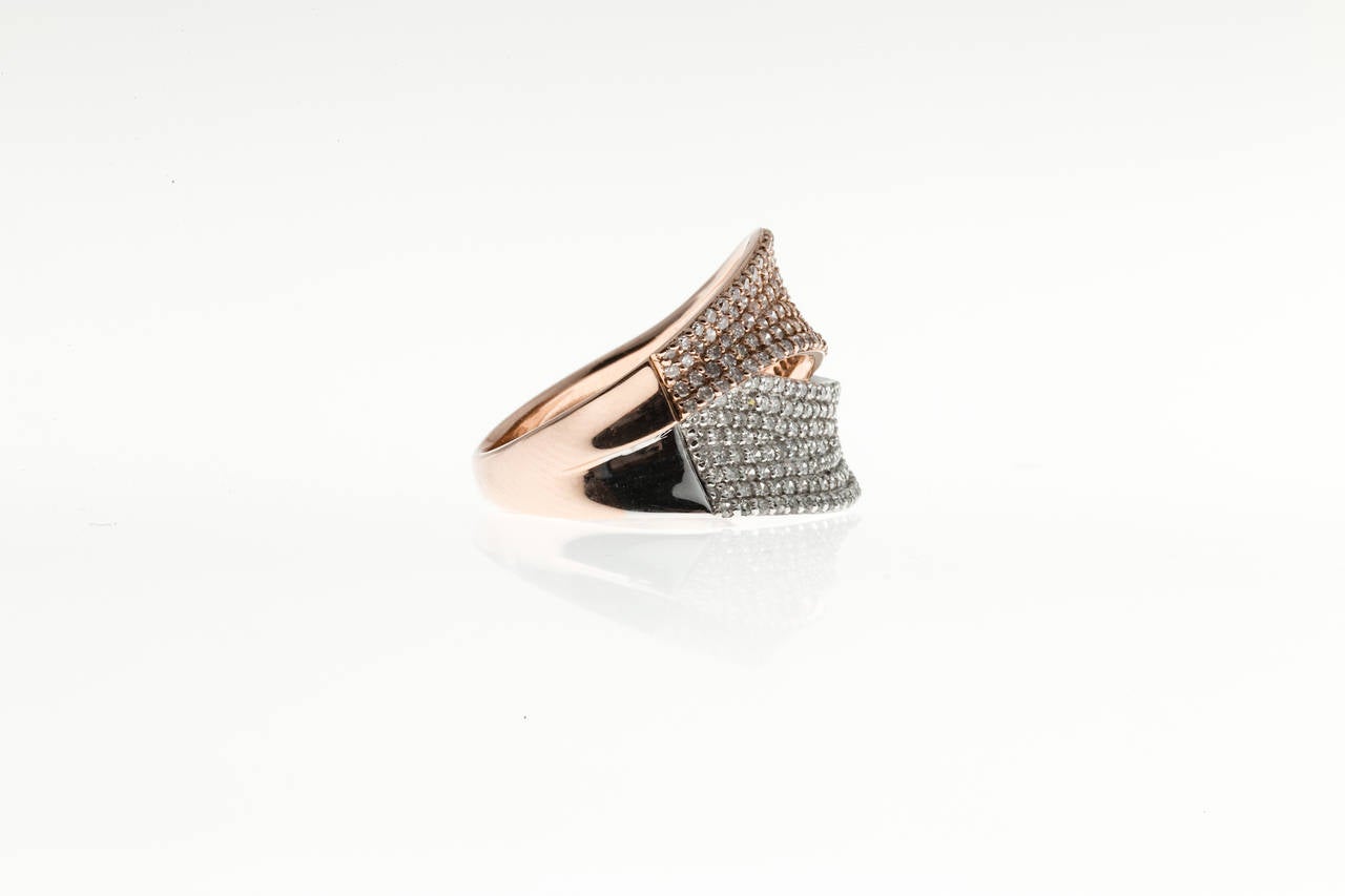 Women's Pave Diamond Gold Swirl Ring