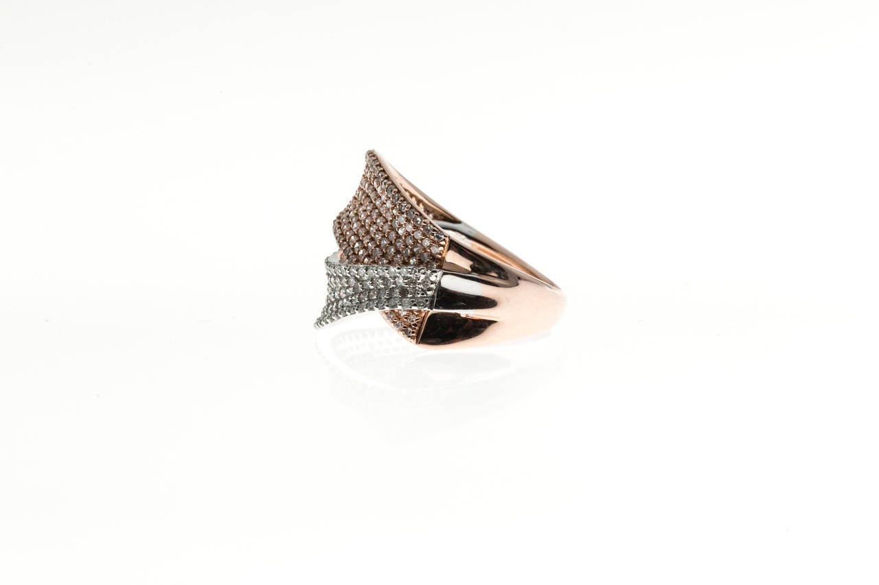 Pave Diamond Gold Swirl Ring 1