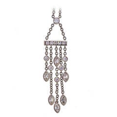 Tiffany & Co. .99 Carat Diamond Platinum Swing Drop Pendant Necklace 8
