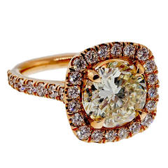 Peter Suchy Transitional Ideal Cut Diamond Pink Gold Ring 6