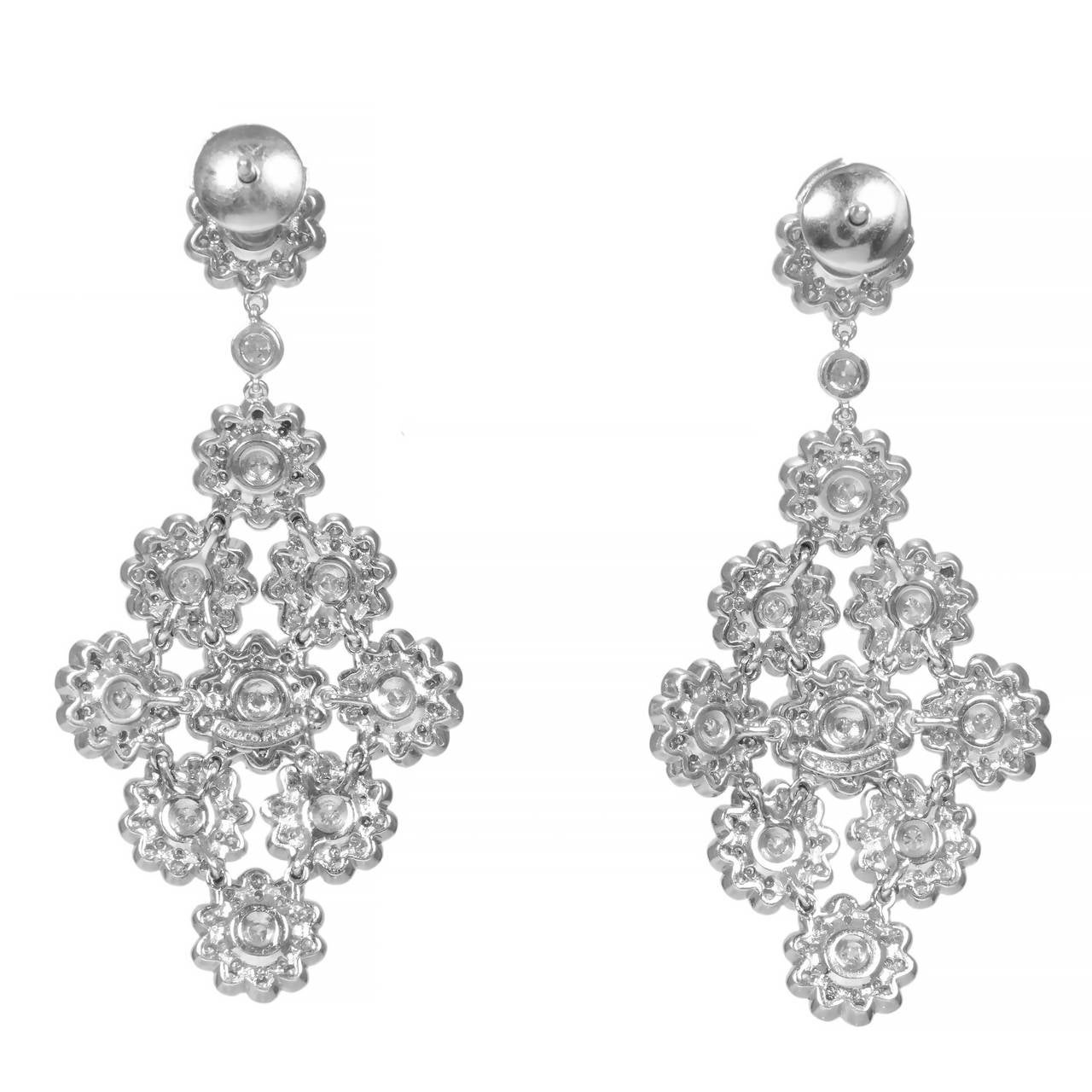 Round Cut Tiffany & Co. 4.15 Carat Diamond Platinum Dangle Chandelier Earrings For Sale