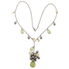 Colored Briolette Quartz Citrine Bead Gold Necklace 11