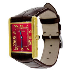 Cartier Gold Plate on Silver Tank Quartz Wristwatch