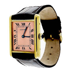Cartier Lady's Gold Plate on Silver Tank Strap Wristwatch