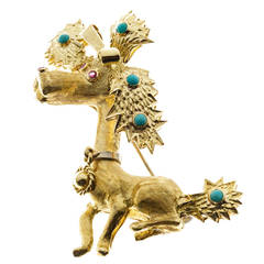 Spitzer & Furman Turquoise Ruby Gold Party Dog Pin