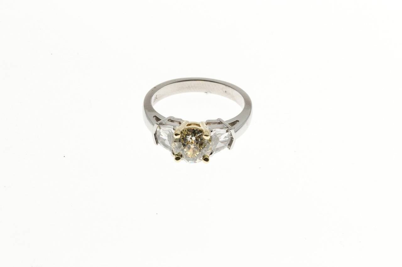 Women's Old European Cut Yellow Diamond Platinum Ring