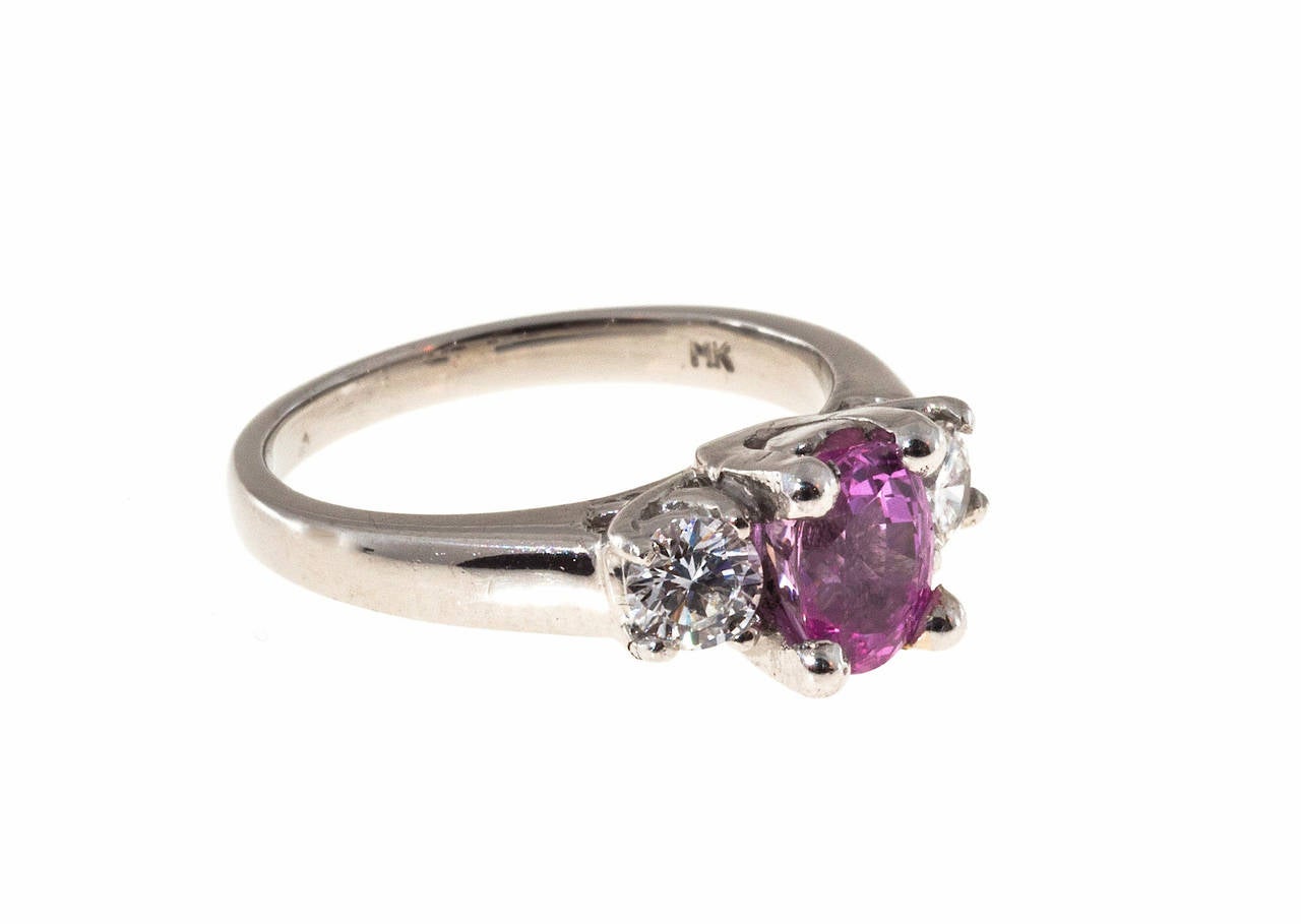 Modern Mk Pink Oval Sapphire and Brilliant Diamond Platinum Ring