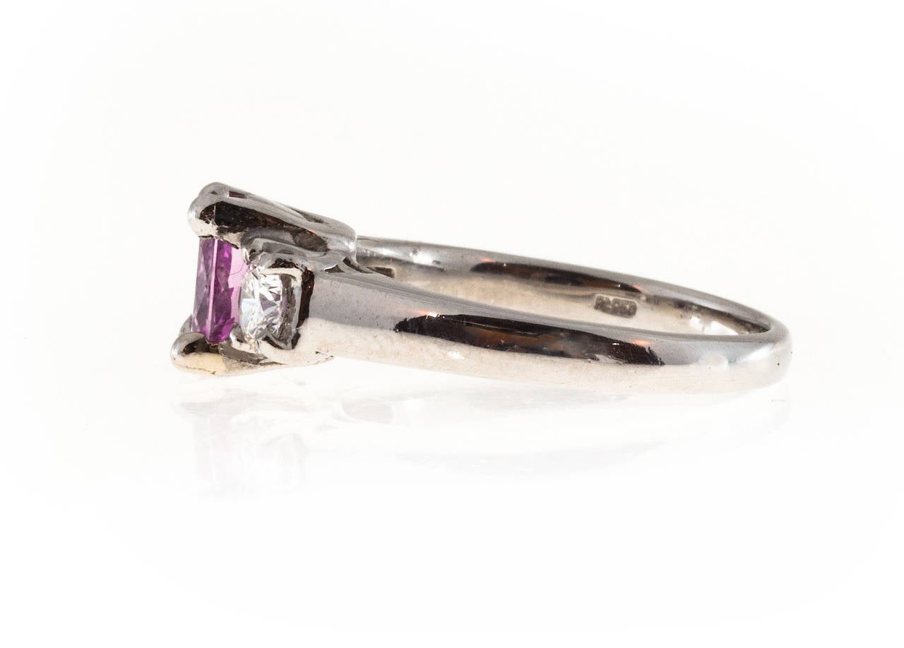 Mk Pink Oval Sapphire and Brilliant Diamond Platinum Ring 2