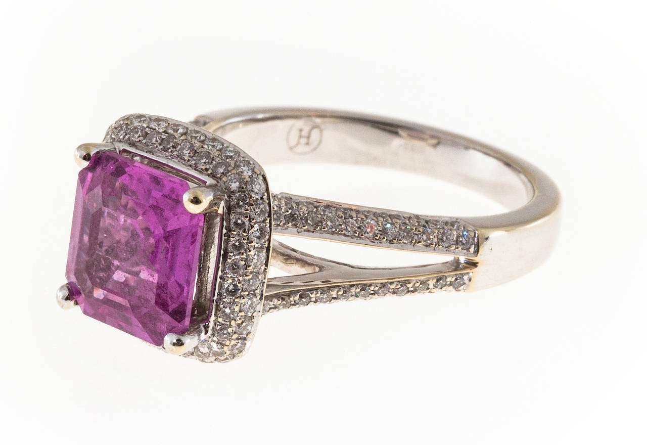 Modern Pink Sapphire Diamond Gold Ring