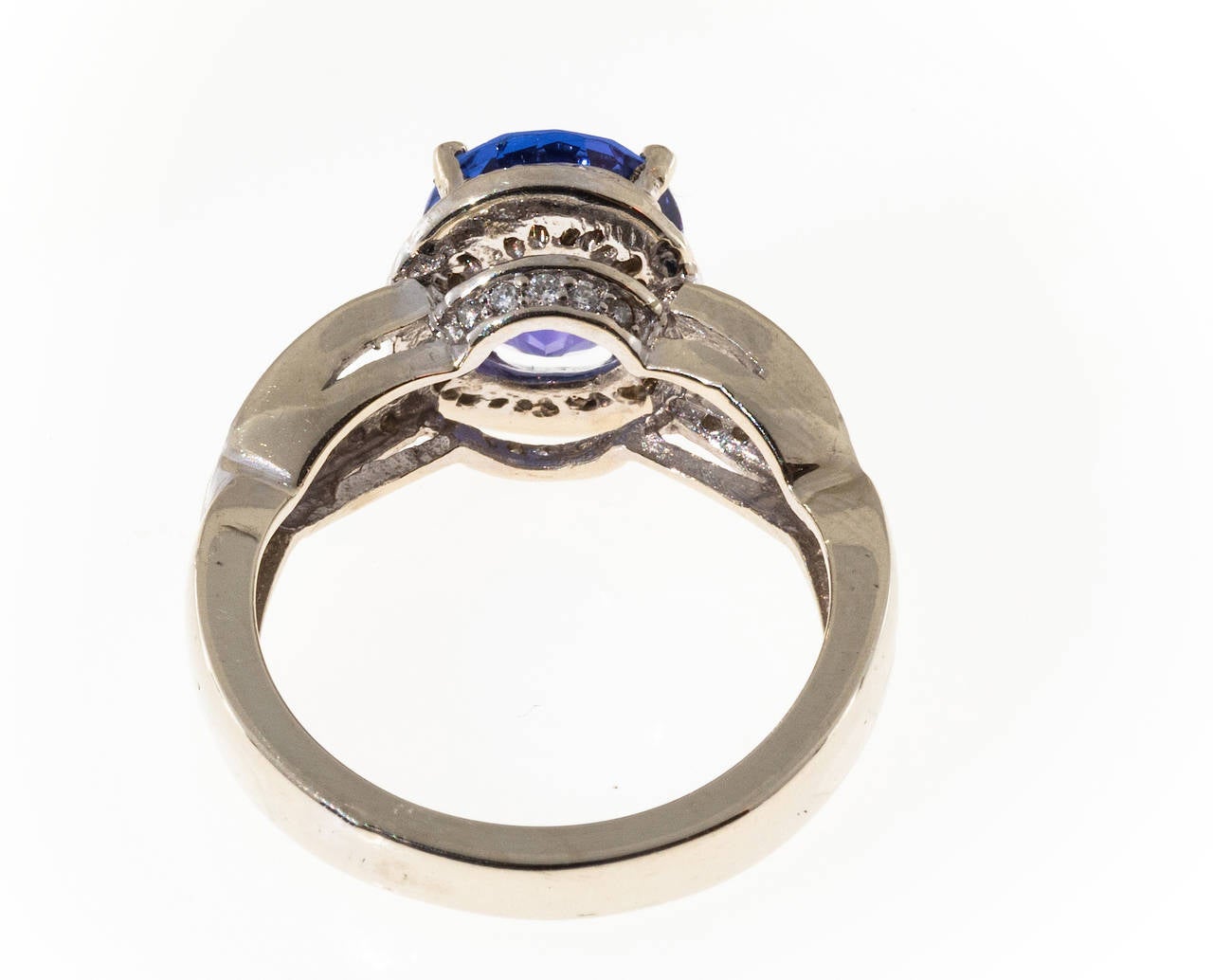 Bright Oval Purple Blue Tanzanite Diamond Gold Ring 1
