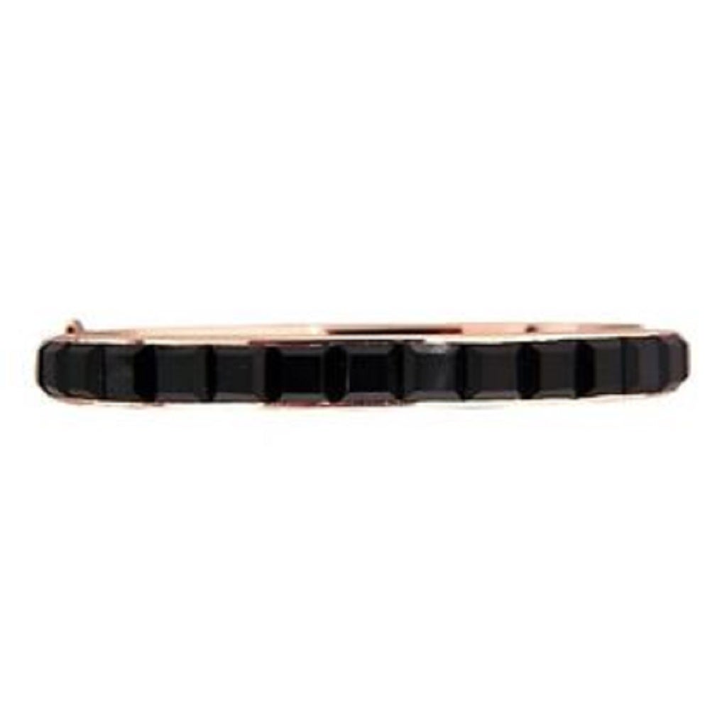 Authentic all original 1890 - 1900 14k deep pink gold hinged bangle bracelet with raised table cut square. Genuine natural black Onyx.  On Peter's now famous pink gold scale of 1 to 10 with 10 as the deepest pink this scores a 5.

32 channel set