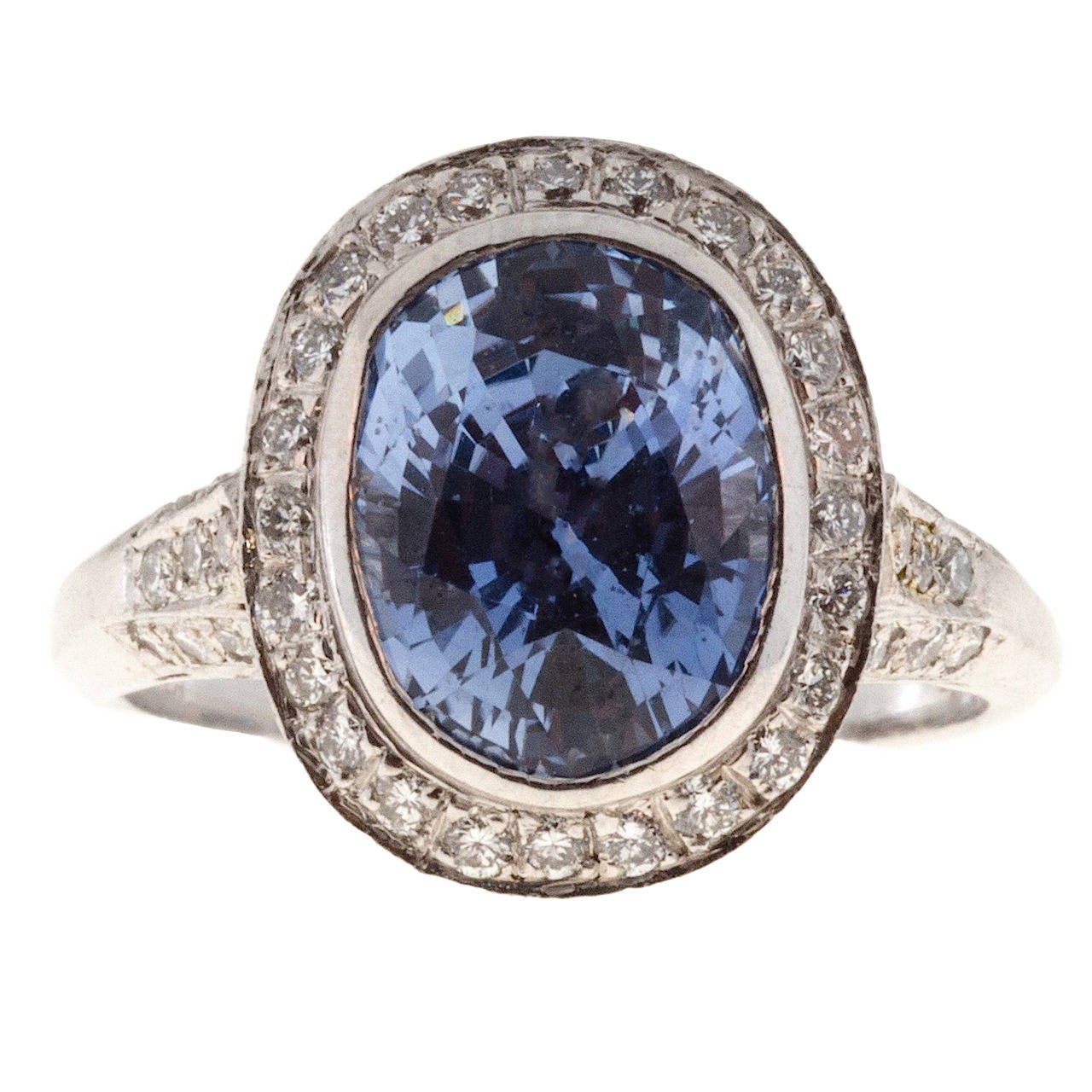Peter Suchy Designs Oval Periwinkle Blue Sapphire Pave Diamond Platinum ...