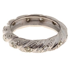 Vintage Round Mele Diamond Platinum Swirl Design Ring