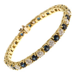 Sapphire Diamond Gold Link Bracelet 6