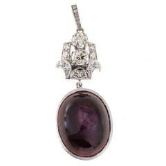 Natural GIA Cert Star Ruby Diamond Platinum Pendant 8