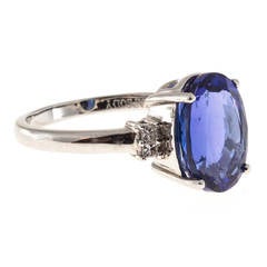 Rhapsody Purple Blue Oval Tanzanite And Princess Cut Diamond Platinum Ring