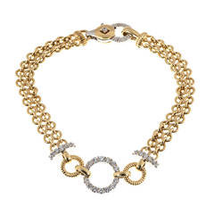 Diamond Gold Two Row Chain Link Circle Bracelet 9