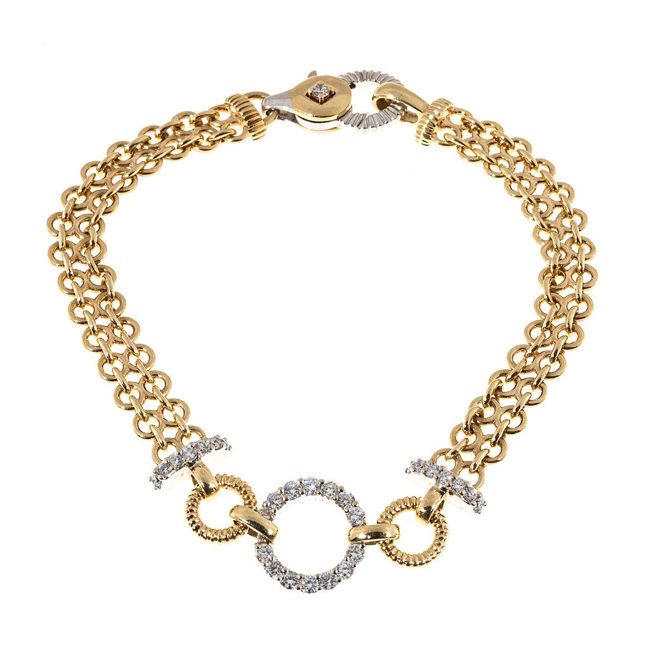 .70 Carat Diamond Gold Two-Row Chain Link Circle Bracelet (Bracciale a due file di catene)