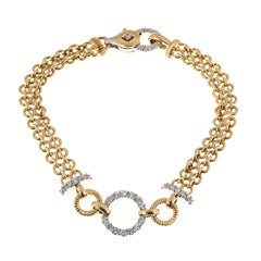 .70 Carat Diamond Gold Two-Row Chain Link Circle Bracelet