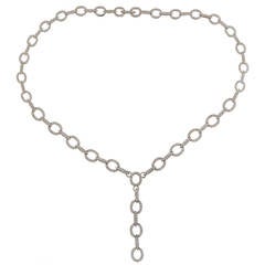 4.50 Carat Diamond Gold Y Design Drop Link Necklace 1