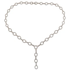 4.50 Carat Diamond Gold Y Design Drop Link Necklace