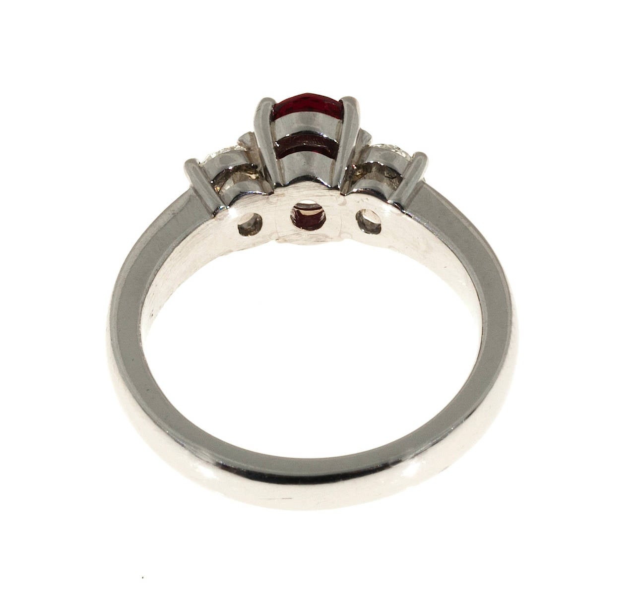 Women's Natural GIA Cert Oval Red Ruby Diamond Platinum Ring