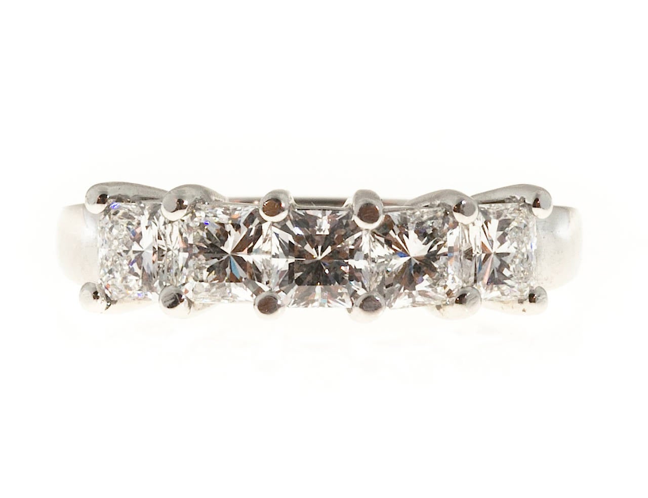 Five  Princess Asscher Cut Diamonds Platinum Ring 1