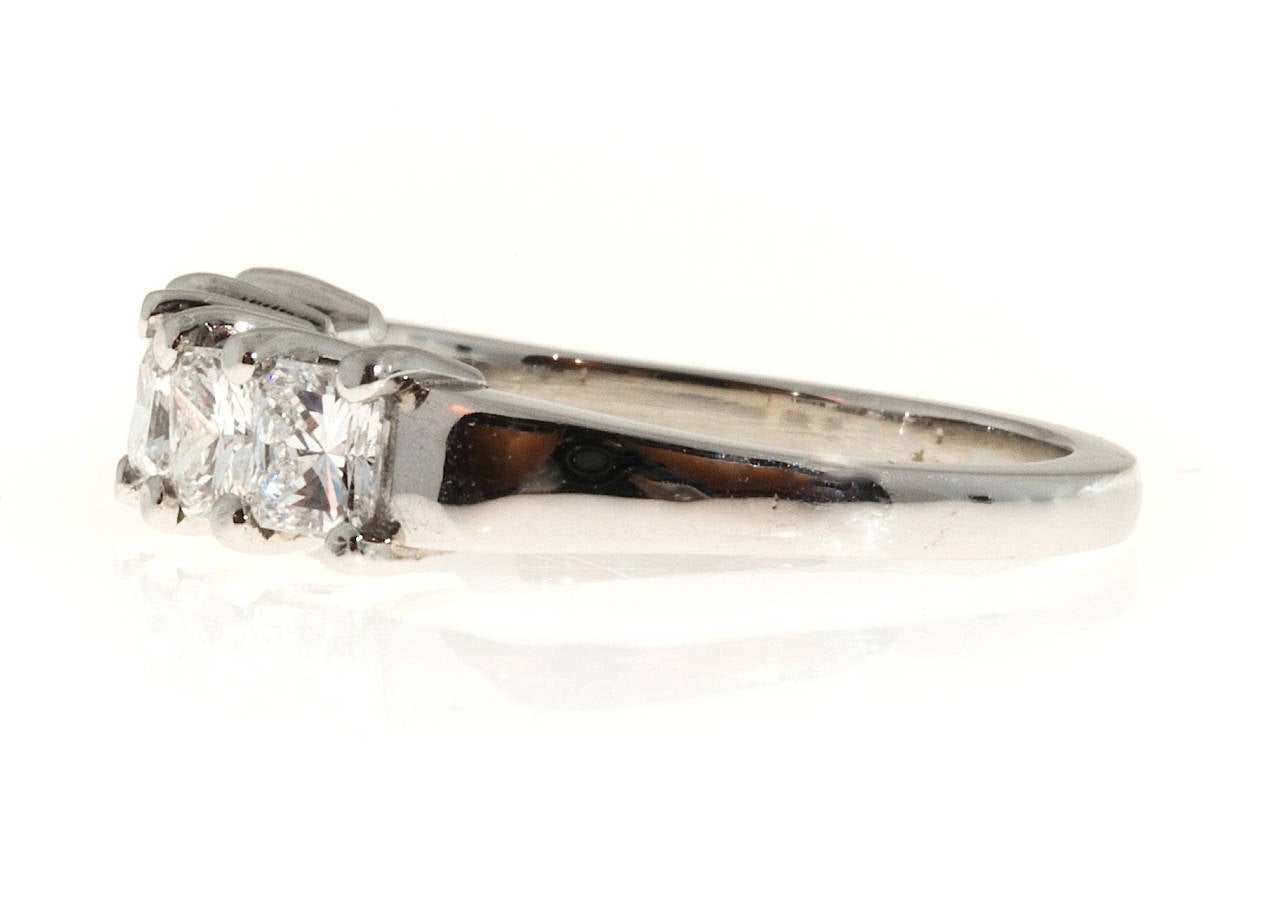 Five  Princess Asscher Cut Diamonds Platinum Ring In Good Condition In Stamford, CT