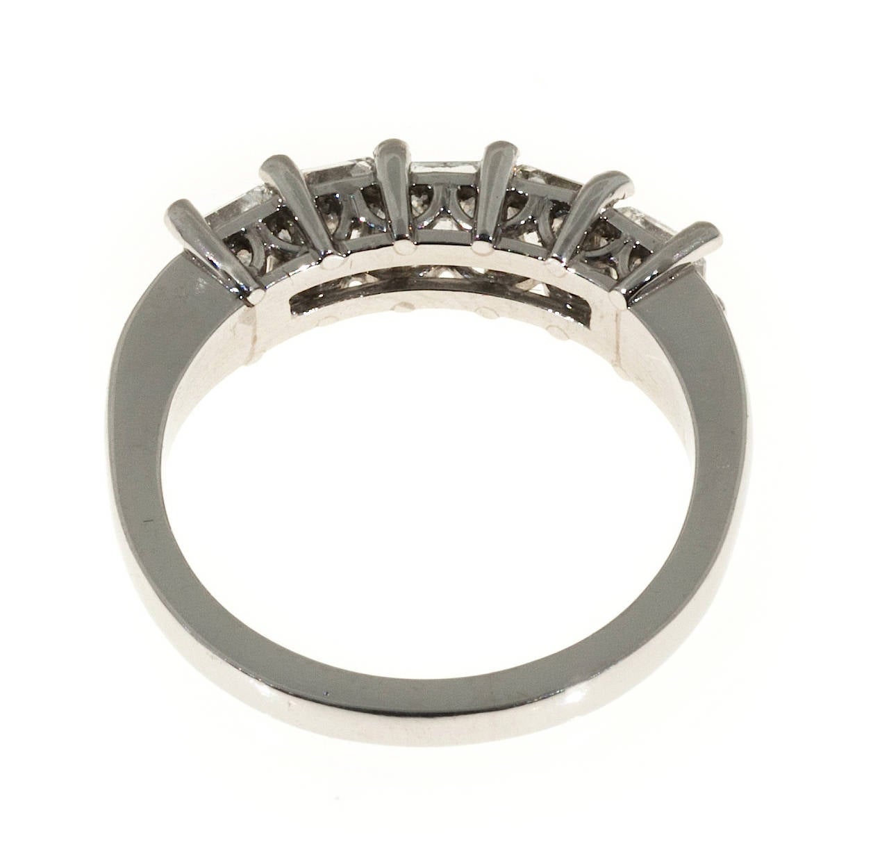 Modern Five  Princess Asscher Cut Diamonds Platinum Ring