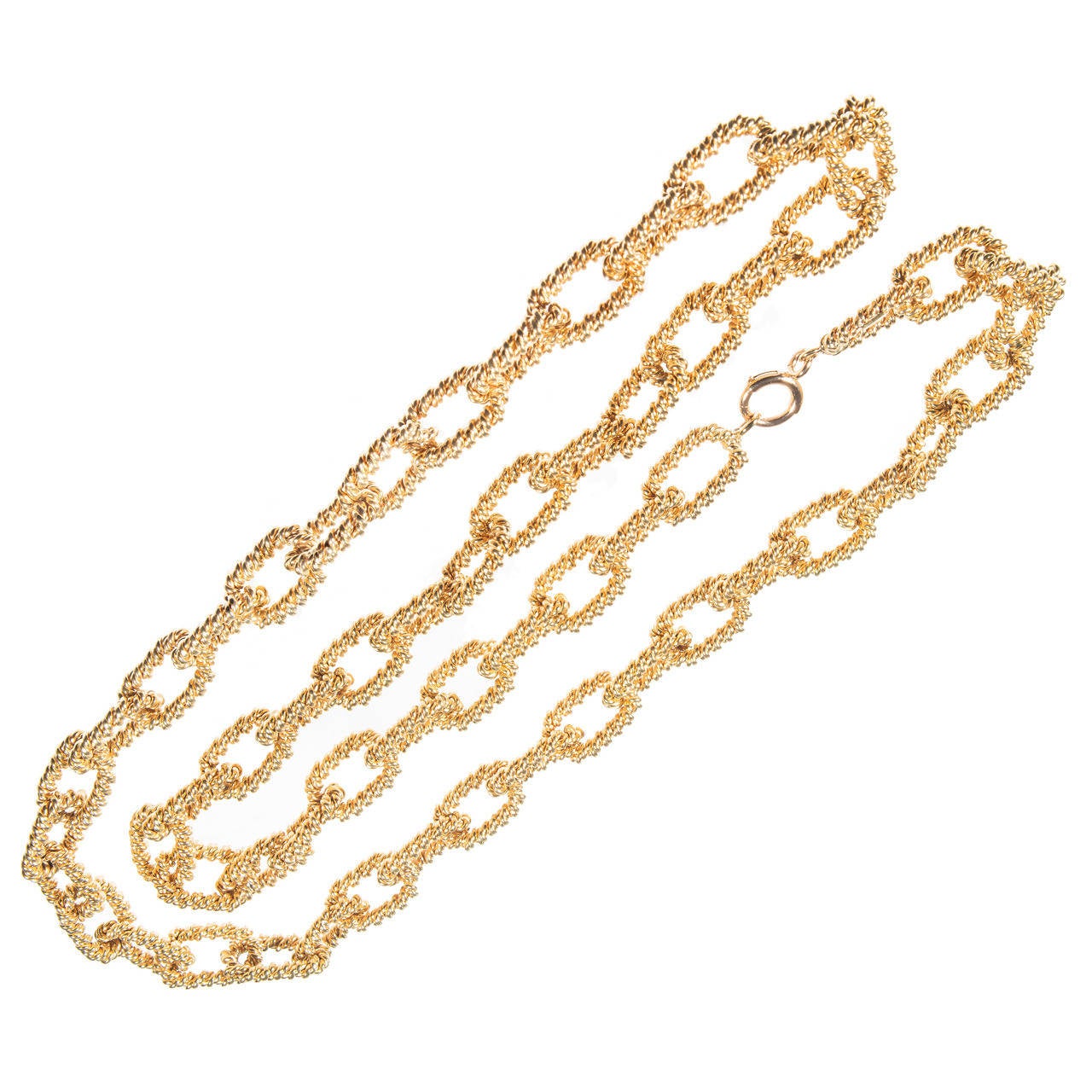 Gold Twisted Wire Chain Necklace at 1stdibs