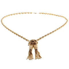 WJT Solid Rope Chain Adjustable Tassel Slide Gold Necklace 5