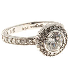 Antique Diamond Micro Pave Engraved Platinum Ring 2