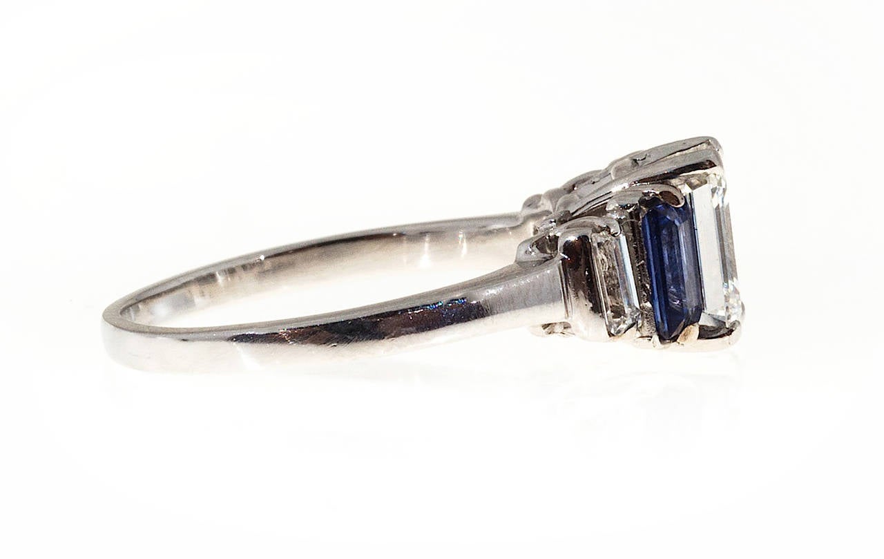 Sapphire Diamond Platinum Engagement Ring 2